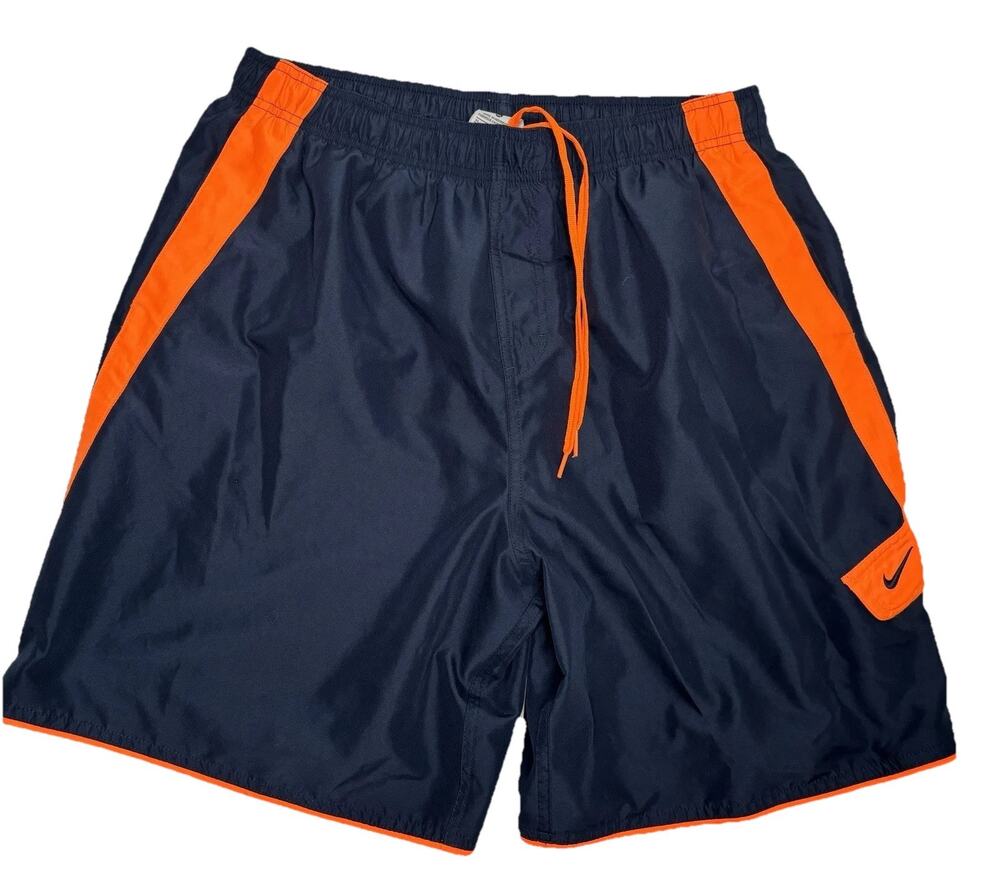 NIKE Mens Blue/Orange-Mesh Lined Board Shorts Swim Trunks Mens XL